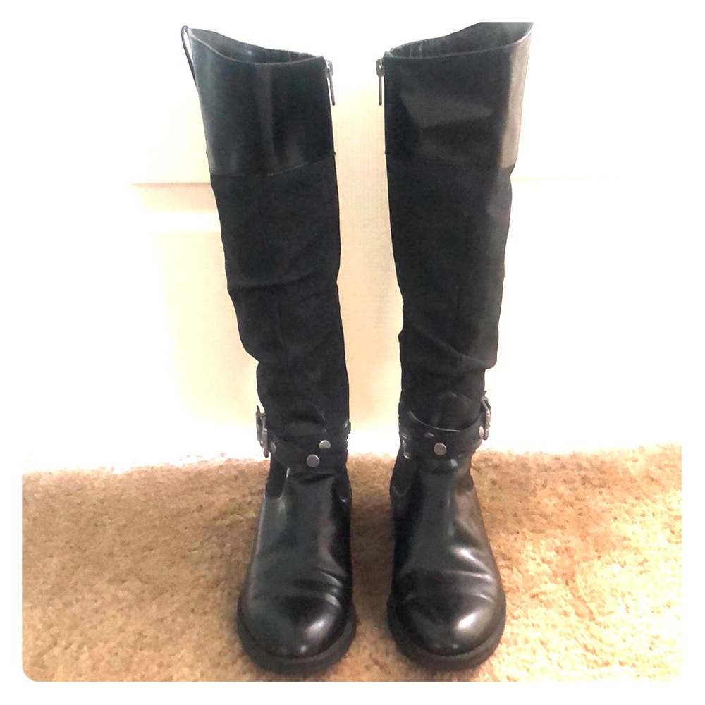 Black Zip Up Knee High Boots - Never Worn!